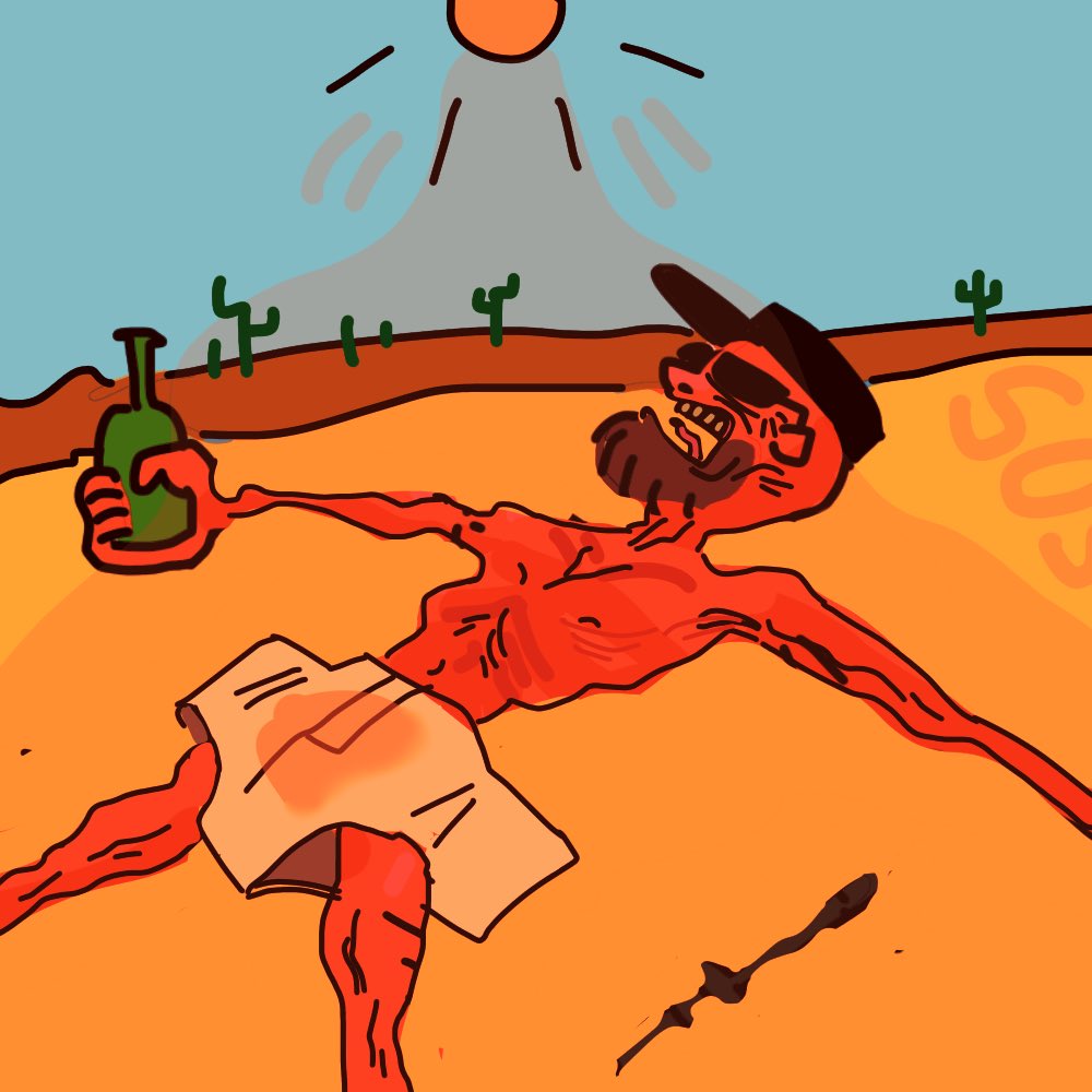 Wench_fry's tweet photo. @woofcifer Here he is experiencing global warming for a more agonizing experience https://t.co/LgCXCaWXut