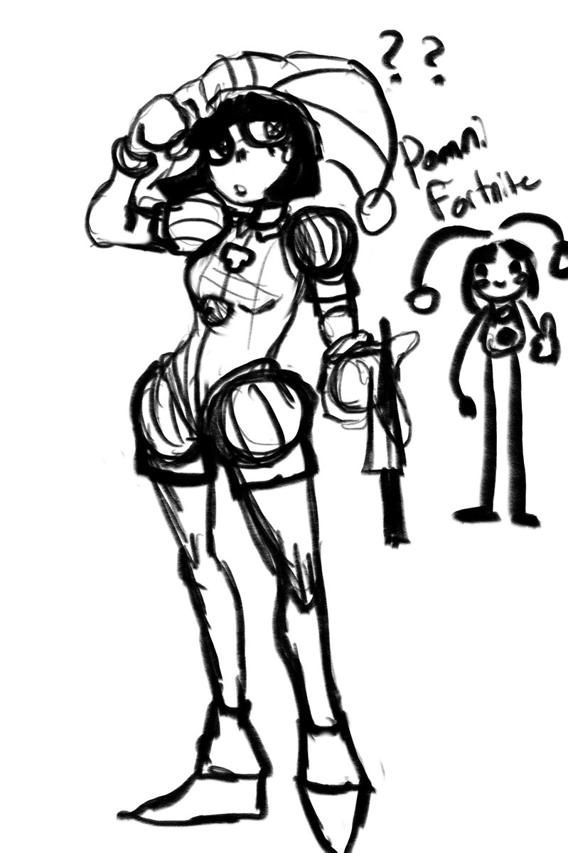 JadeTeamLeader's tweet photo. Small little doodle of pomni Fortnite https://t.co/3GBEYULLEs
