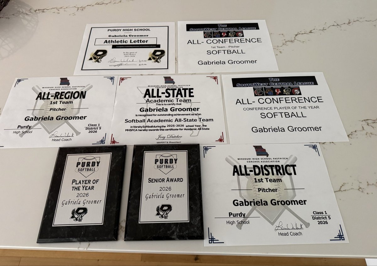 ggroomer26's tweet photo. High school softball came to an end.  These are my stats for my Senior Season.  This year, I threw 293 Strikeouts and had a .653 Batting Average with 11 Home Runs.  Over my High School career, I threw 1045 Strikeouts, as our only pitcher.  This chapter is now closed. #softball https://t.co/WkTsYBr14M