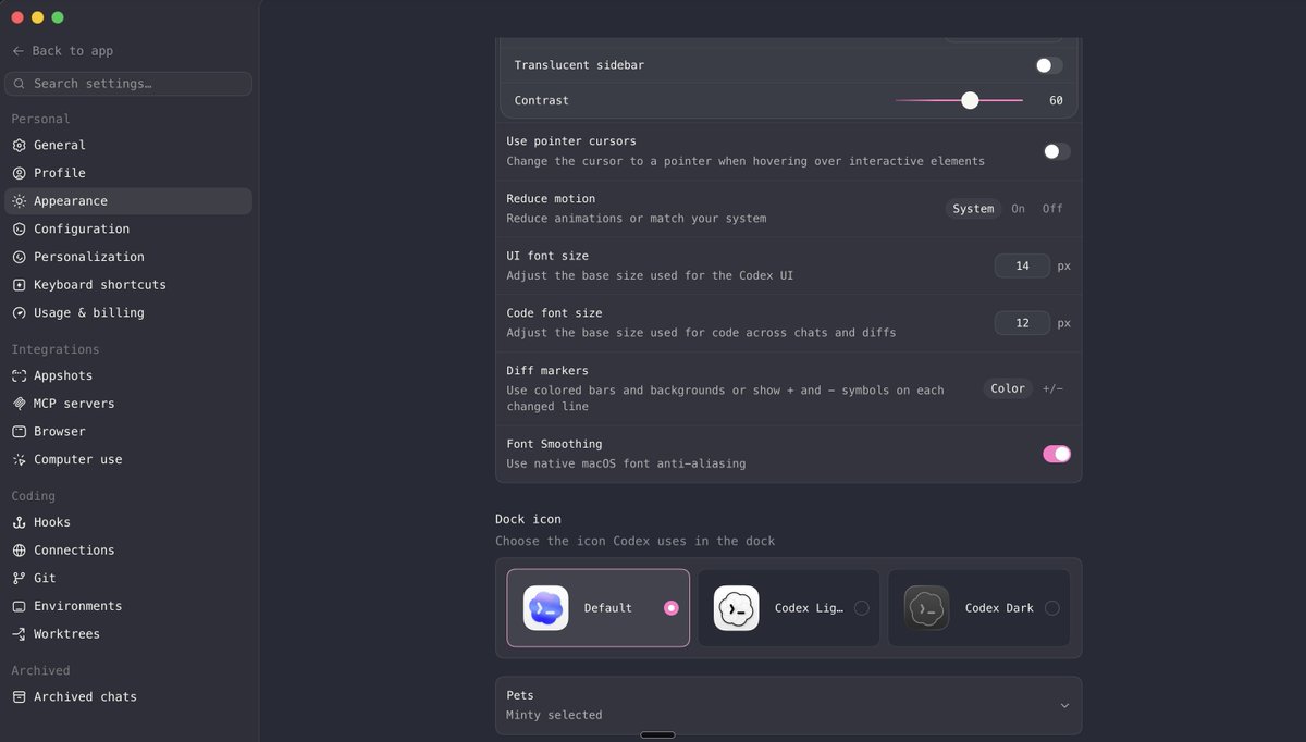 testingcatalog's tweet photo. Codex now has an icon selector with new Lite and Dark options available. 

Classic, Lite, or Dark? 👀 https://t.co/A1j0SdPWU9