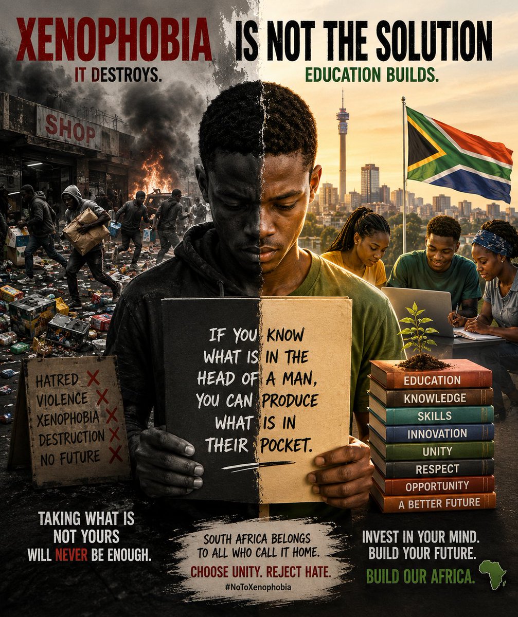 OnaapoGeneral's tweet photo. It is both heartbreaking and disappointing to see the recent xenophobic attacks and looting in parts of South Africa. Destroying businesses, targeting foreign nationals, and taking what belongs to others does not solve unemployment, poverty, or any of the challenges people face https://t.co/3E9prpP91d