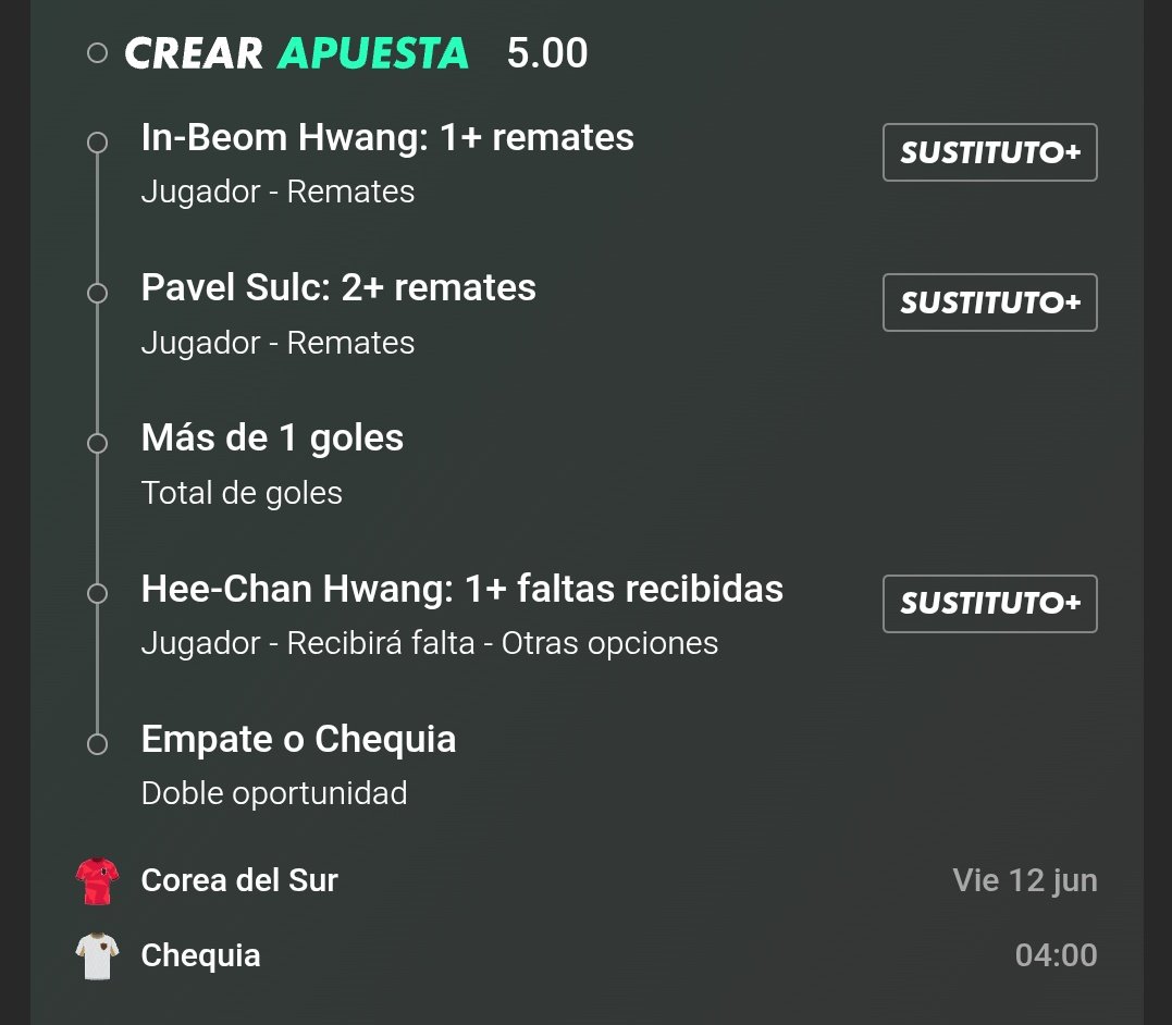 capuchaverde72's tweet photo. Pick 1 | Stake 7 Cuota 2.4 (aumento)
Pick 2 | Stake 1

Partido muy parejo entre corea del sur y republica checa. Se esperan muchos remates y goles. 
Tanto las lineas de remates como la falta recibida de son se cumple siempre
Mañana nos despertaremos con ganancias 🌿🍀 https://t.co/09j6cUqh1S