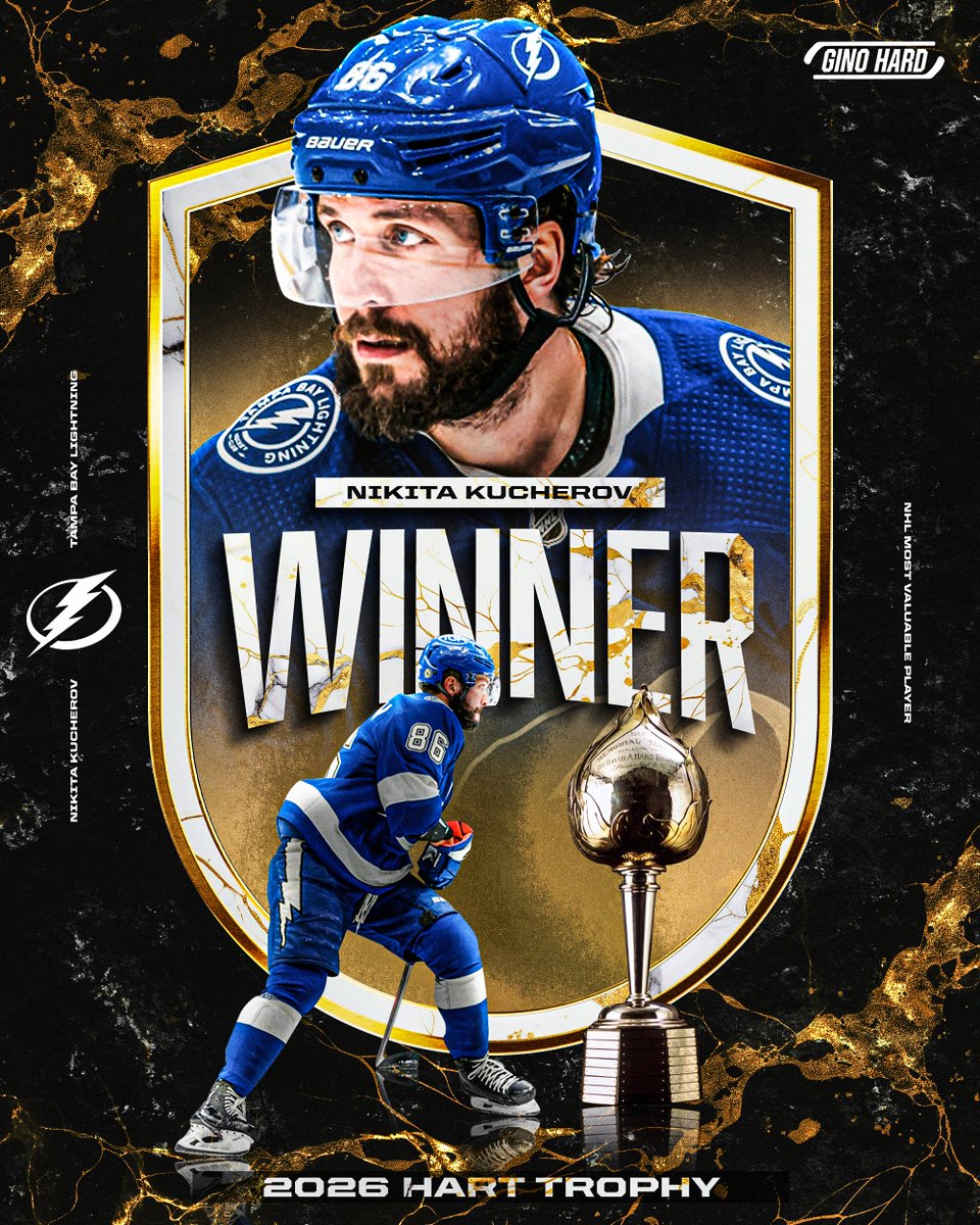 GinoHard_'s tweet photo. KUUUUCH ⚡️

Nikita Kucherov has won his second career Hart Trophy as the NHL's Most Valuable Player 🏆 https://t.co/uV62TcneJn