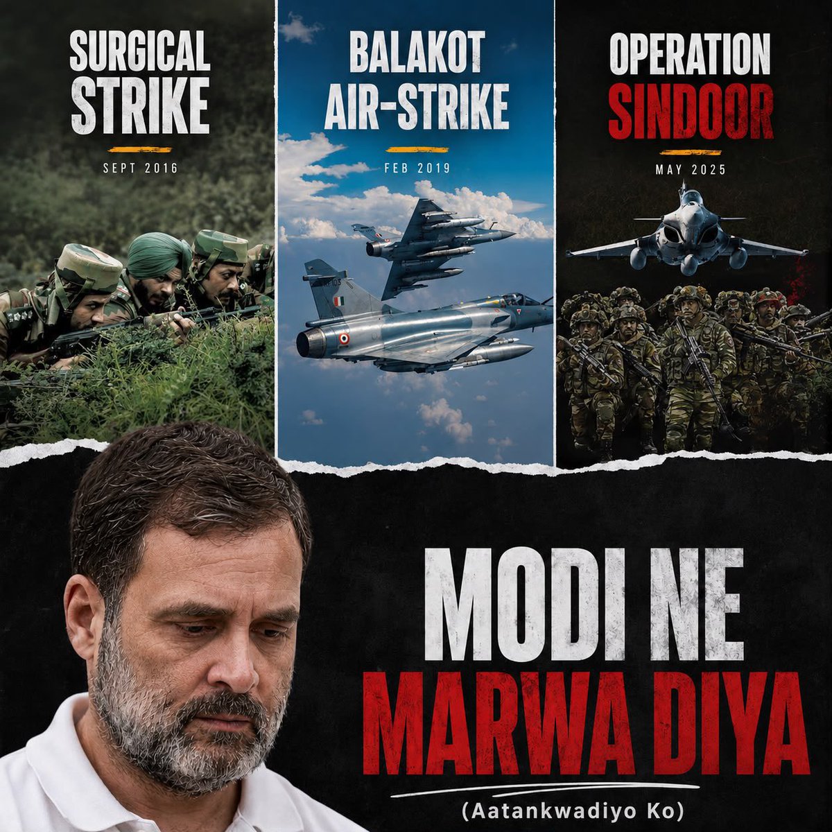 MonaPatelT's tweet photo. From "Modi teri kabar khudegi" to "Modi ne Marwa diya"

Rahul Gandhi's total surrender! https://t.co/v0dlUwB99T