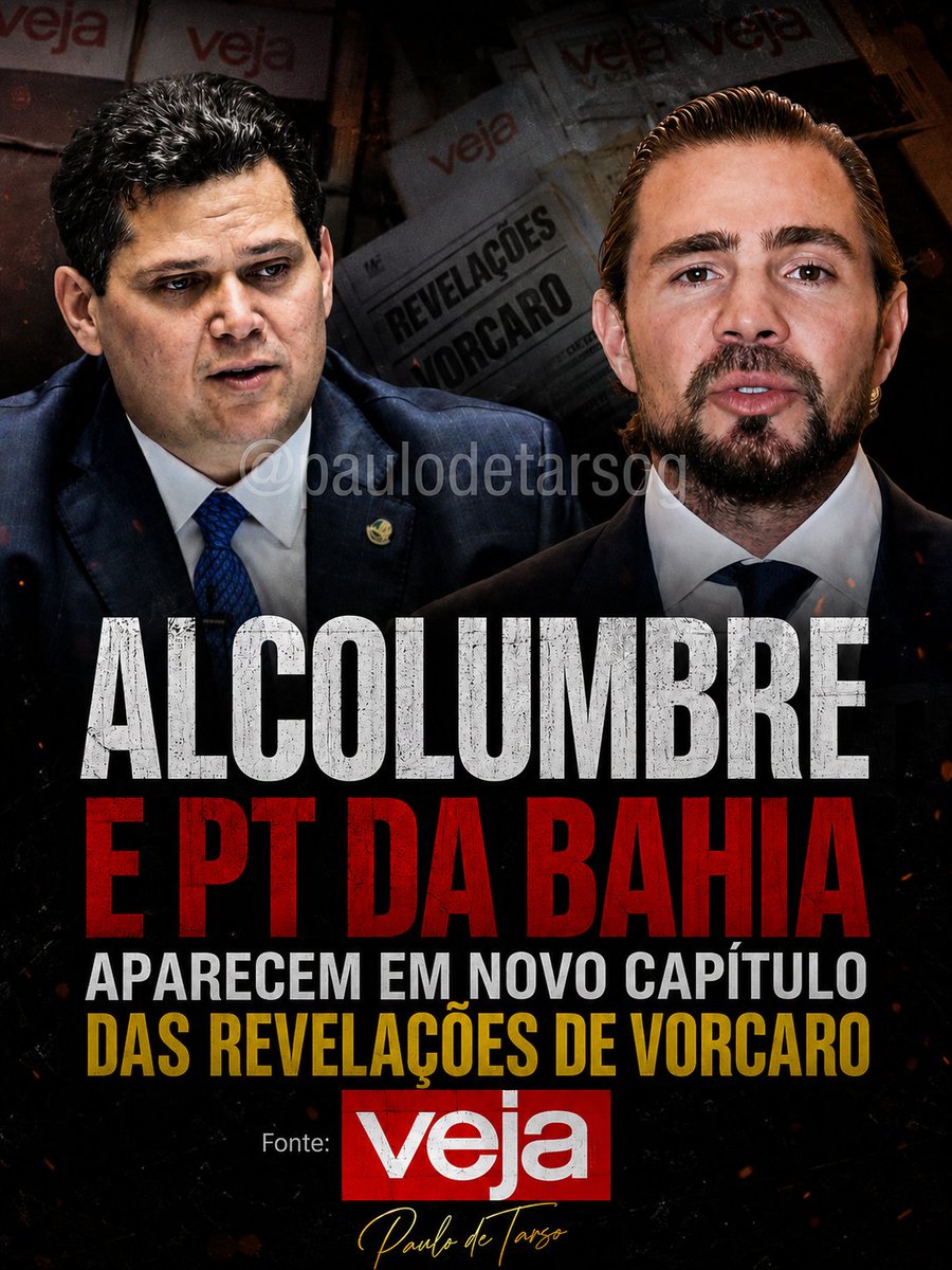 paulodetarsog's tweet photo. "Segredos do ex-banqueiro incluem pagamento milionário no exterior ao senador e detalhes de negócios dele com o partido de Lula."

- Veja

Podemos esperar que o Alcolumbre abra a CPI do Master? https://t.co/hVT0wlz5ND