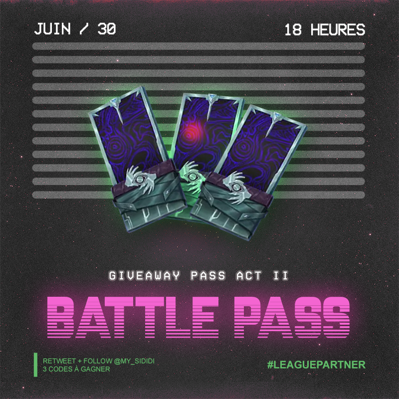 My_Sididi's tweet photo. Les amis, grâce au programme #LeaguePartner #LPP j'ai 3 PASS Pandémonium : acte II à vous faire gagner 🔥

💙 FOLLOW (@My_Sididi)
🔁 RETWEET
🖊️ T.A.S 30/06

2x plus de chance en taggant ton ami ⬇️ https://t.co/ISQgUzwWQo