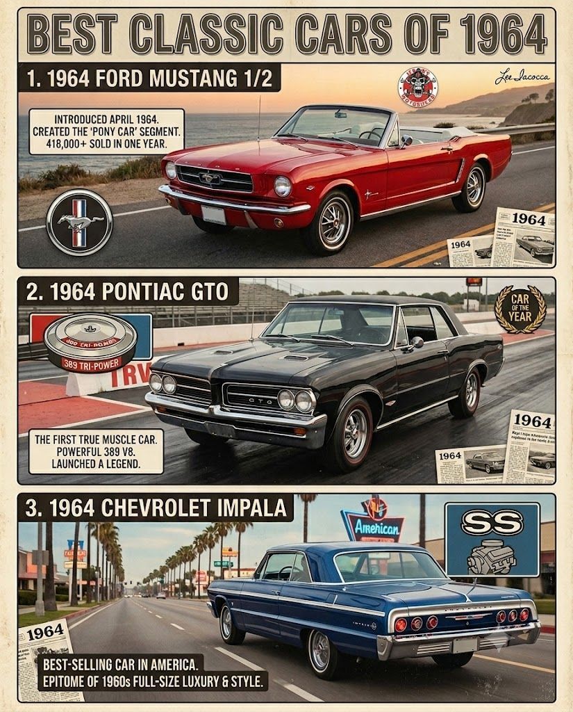 HappyMotorhead's tweet photo. 🔵🔹️🔷️🔹️🔵🔹️🔷️🔹️🔵🔹️🔷️🔹️🔵
Decisions, decisions… 😩
If you could only park ONE of these 1964 legends in your garage, which era-defining beauty are you taking?
Top, Middle, or Bottom? 👇
#ClassicCars #1964Cars #Mustang #PontiacGTO #ImpalaSS #MuscleCars #VintageVibes #CarCommunity
