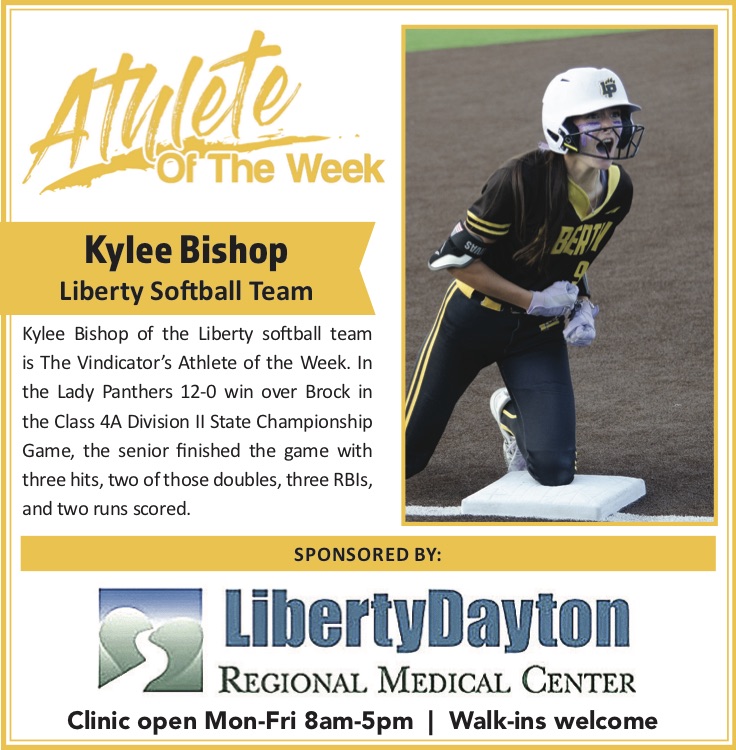 Vindicator1887's tweet photo. Congratulations to Liberty's Kylee Bishop on being Athlete of the Week! https://t.co/CR13IemqLP