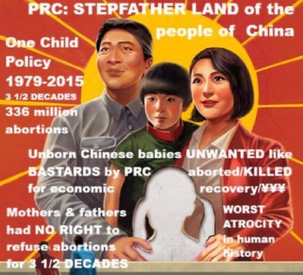 Mobeckter's tweet photo. Typical of how PRC state deals with other countries, heads of states & down to the basic unit of society family:  very PERSONAL.   PRC diplomacy deceptive & COERCIVE!  Not just geopolitically, but also with domestic affairs in China like family planning to resolve economic problems and domestic political issues:   Although 1979 was UN International Year of the Child , PRC spearheaded in 1979 One Child policy !  1979 was the time the world has lost a sense of humanity:  One Child policy 336 million unborn babies UNWANTED like  BASTARDS aborted by PRC government for the sake of economic recovery 1979-2015 …. Chinese MOTHERS & FATHERS had NO RIGHTS to refuse (basically NO RIGHTS to consent / NOT pro choice / NO longer “Family planning”)  therefore unborn babies were defenseless because only the father & mother could defend them but their rights for their unborn OVERRIDDEN by the PRC state!   Worst atrocity in human history !  World War I 40 million + World War II 70 million not even half of 336 million ! 336 million is the population of America January 2024.   One child policy is NO CHOICE not pro choice .   Abortions has been ongoing since ancient times … legal or not legal depending on the laws of a nation….   Would still be a decision by the father or mother in essence ….  By conscience (government literally has no conscience as an entity only written laws, morals, ethic , in some countries religious beliefs), by morality , by faith/religion (+/-) ,  or just by choice.  But for the state to deny the right of the mother and father regarding their unborn purely EVIL.     Communism killed fathers, mothers, sons, daughters, relatives who did not comply with CCP/PRC during the Chinese Communist party revolution….    In times of peace : 336 million unborn babies aborted like UNWANTED BASTARDS ( bastards) with Chinese FATHERS & CHINESE FATHERS with NO right to refuse /NO right to consent !  The only imperialist (ancient & contemporary) to do so !