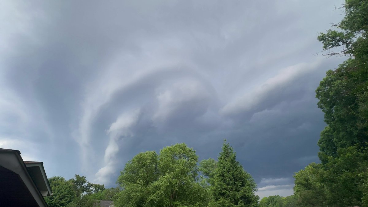 Tml5386's tweet photo. @dougkammerer @capitalweather @amelia_draper @NWS before the storm in Fairfax, VA. Even Junior was intrigued. https://t.co/E12EQnsSLY