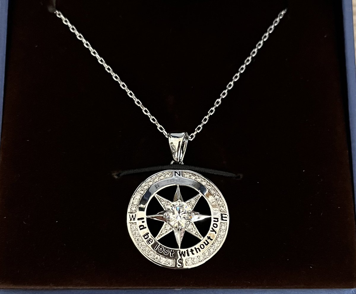 MickeyBlowtorch's tweet photo. So cool story about how wild the universe can be. It was our anniversary a couple of weeks ago and I bought La Reyna a nice little necklace of a compass and an inscription that read “I’d be lost without you.” On our anniversary day I gave it to her and she was embarrassed and told me my gift hadn’t arrived yet. Last week a package arrived and she gives it to me. It was a nautical compass with the inscription “So you will always find your way home to me.” What are the odds that both of us would have selected a compass with the same sentiment for our anniversary? ✨