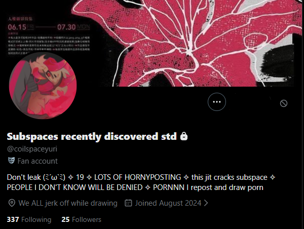D4RKST4R1ZMS's tweet photo. To whom it may concern, this account is a minor lying about their age and is currently following tons of phrotting accounts especially those who draw subspace so please block them if they're following you https://t.co/FUyW6rRrHe