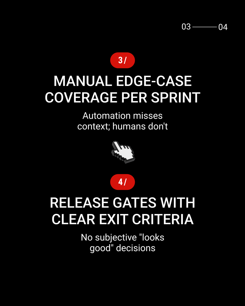 ArcSonicTech's tweet photo. Six practices our QA engineers consider non-negotiable:
Which of these does your team already have in place?
#QAAutomation #SoftwareTesting #ReleaseManagement #EngineeringProcess #ArcSonicTechLimited https://t.co/1H7QzOdmCq