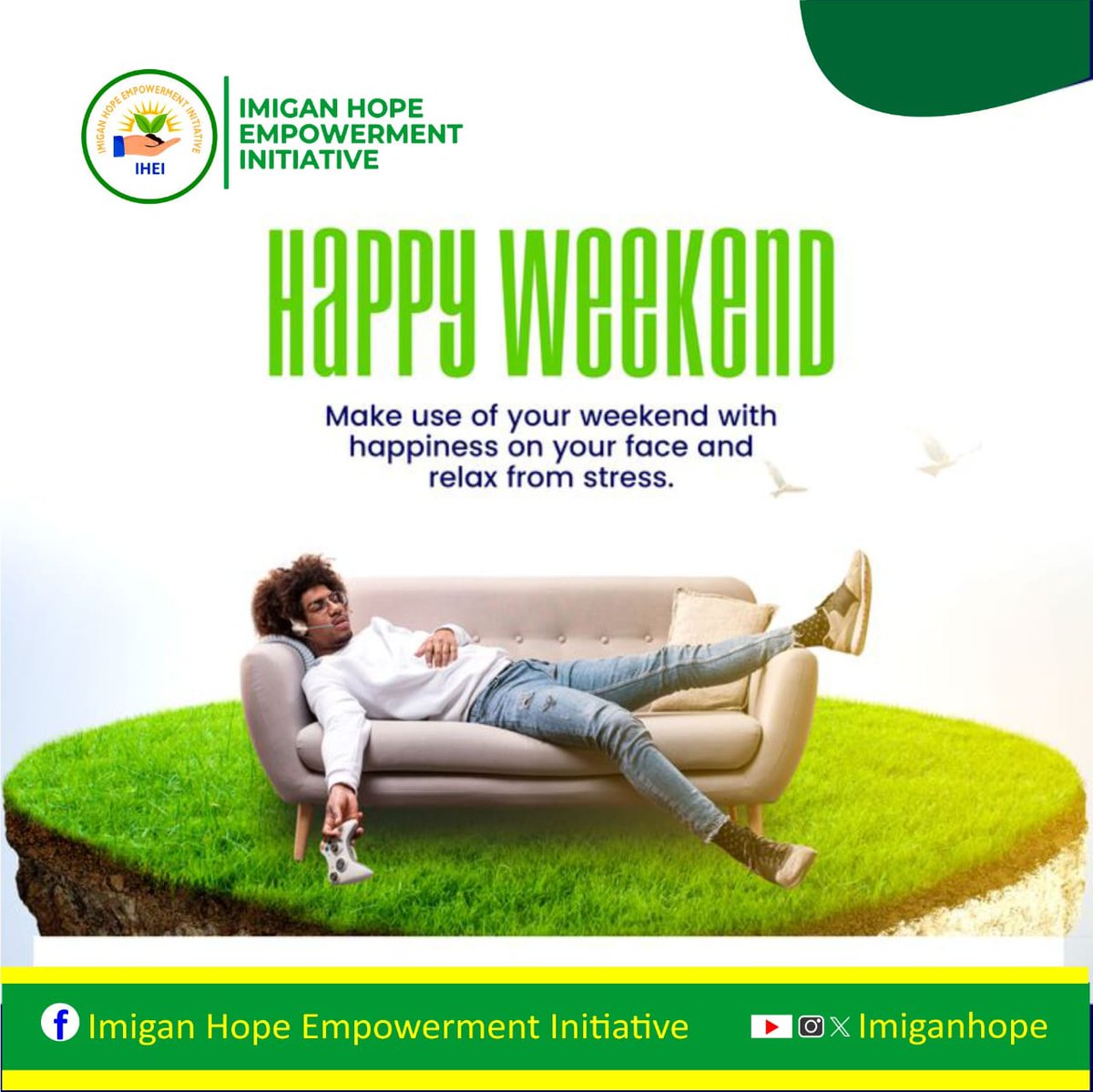 imiganhope's tweet photo. Happy Weekend! 
Take a break, recharge your energy, and make time for the things that bring you joy. A refreshed mind is a productive mind.

May your weekend be filled with peace, laughter, relaxation, and renewed strength for the days ahead. 
#HappyWeekend 
#Imiganhope https://t.co/lkH3txEh4h