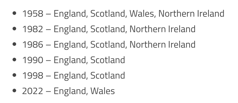 HarryKuffal's tweet photo. @FIFAWorldCup Officially there is one country @GREATBritain be represented by four team in @FIFAWorldCup 
In 1958 all four teams from the UK were qualified for the World Cup.
Although 48 teams in 2026 world cup, the UK one nation has England and Scotland playing https://t.co/GH5Aj29QOp