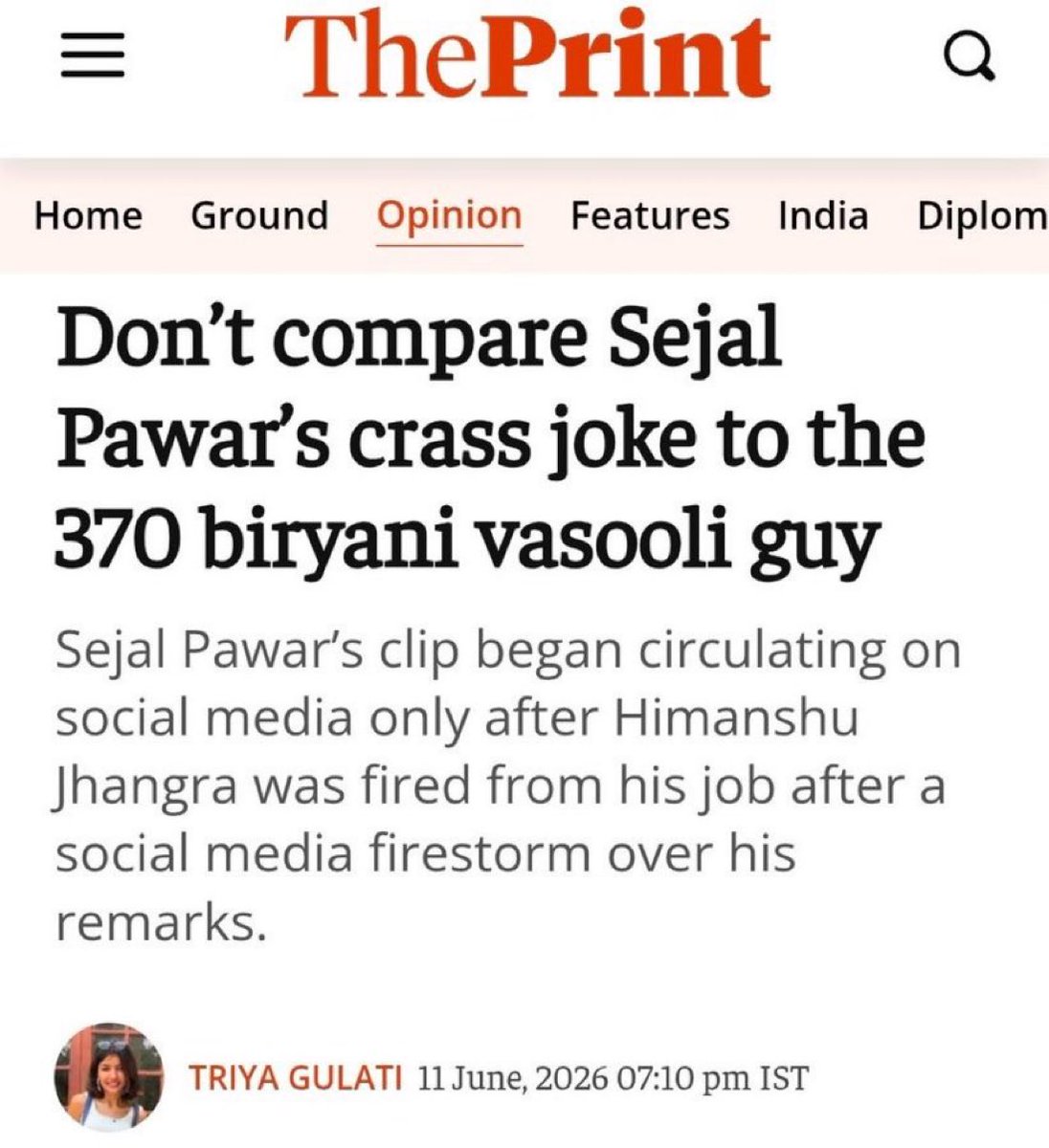 shashank_ssj's tweet photo. Defending Sejal Pawar is the worst thing a feminist and a journalist can do. https://t.co/TQn9qgKN4M