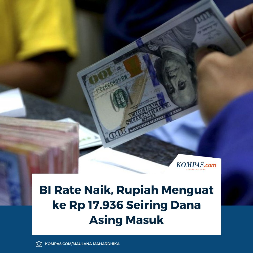 kompascom's tweet photo. Baca di sini: https://t.co/2pRYOi2q28
Masuknya dana asing tersebut mendorong penguatan nilai tukar rupiah terhadap dollar Amerika Serikat (AS) hingga kembali berada di bawah level Rp 18.000 per dolar AS.
~KQ #BIRate #rupiah #danaasing https://t.co/RU7lKniFHs