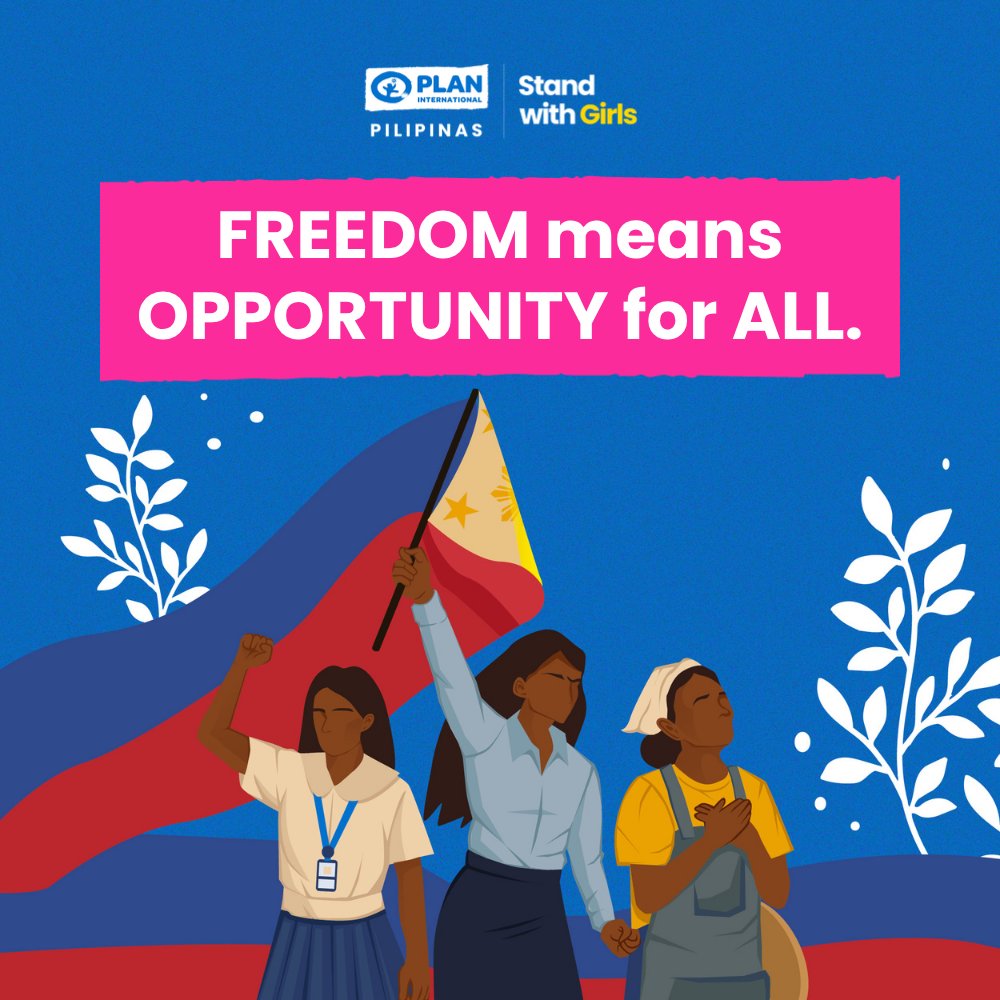 planphilippines's tweet photo. Freedom means opportunity for all.

For every girl. Every child. Every young person.

This Independence Day, we envision a Philippines where all can learn, participate, and shape the future they deserve.

Happy Independence Day from Plan International Pilipinas! 🇵🇭 https://t.co/AGwqbjw0NQ