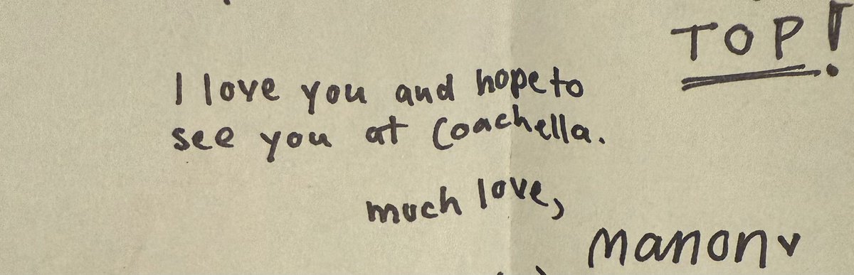 manzieitgirl's tweet photo. reminder that manon wrote this message to a fan wishing to see them at coachella back in december, reminder that manon told a fan she WISHED she was able to perform at coachella, manon was healthy and the company lied about her health, this hiatus was FORCED into her!! https://t.co/631mCc5i0e