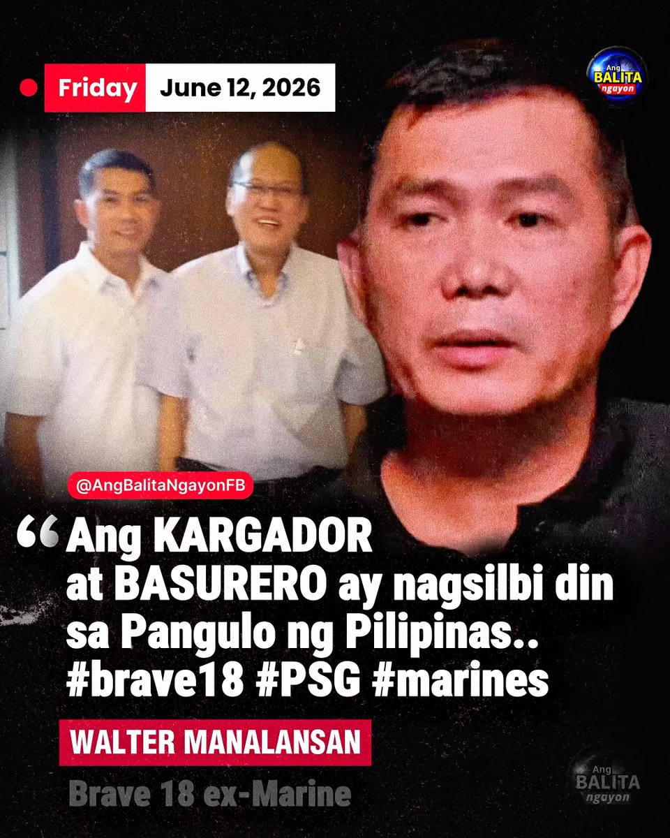 BalitaNgayonFB's tweet photo. “NAGSILBI DIN SA PANGULO NG PILIPINAS”

Nagbahagi ng mga lumang larawan si dating Marine soldier Staff Sergeant Walter Manalansan upang ipakita na naging bahagi rin siya ng Presidential Security Group (PSG) noong administrasyon ng yumaong dating Pangulong Benigno “Noynoy” Aquino III.

Sa kanyang social media post, kalakip ang sildeshow ng mga larawan, ipinahayag ni Manalansan:

“Ang KARGADOR at BASURERO ay nagsilbi din sa Pangulo ng Pilipinas.”

Ang pahayag ay itinuturing na tugon sa naging patutsada ni Senador Raffy Tulfo laban sa tinaguriang “Brave 18,” ang grupo ng mga dating Marines na nagsasalita kaugnay ng kontrobersyal na umano’y paghahatid ng mga maleta ng pera sa ilang personalidad na iniuugnay sa isinasagawang imbestigasyon sa flood control projects.

Sa mga naunang pahayag, sinabi ni Tulfo na hindi niya itinuturing na mga bayani ang mga miyembro ng grupo at inilarawan ang ilan sa kanila bilang mga “kargador” o tagabuhat lamang ng mga maleta.