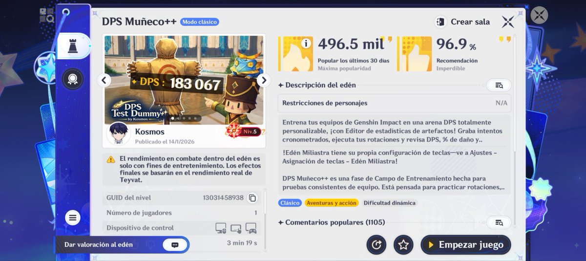 Jeronojero's tweet photo. Vi que hay gente que no sabe qué juegos jugar en el Edén para conseguir protogemas. Estos dos son muy rápidos de completar (en menos de 20 segundos podés terminarlos). Recomiendo jugar dos veces al DPS Dummy y una vez al de los slimes https://t.co/9iZwc7hQje