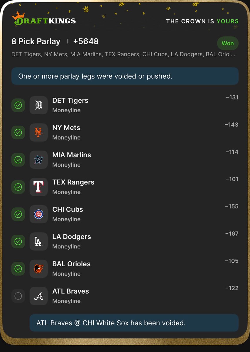 thekeithmoore's tweet photo. Shoutout to @mamaknowsbets Ran the money lines that were projected to win from her model. 7 of 8 with a void!! Appreciate it!
#mamabot https://t.co/GYnj2sac0y