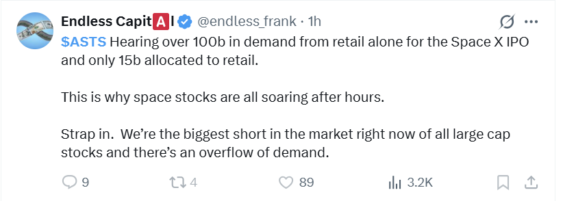 LuckyStuey's tweet photo. Just imagine you called your broker, told him you want to buy "any SpaceX stock you can get your hands on", but he wrote down "any Space stock you can get your hands on" and you end up with $ASTS 🤮 https://t.co/nGbYi7Xh30