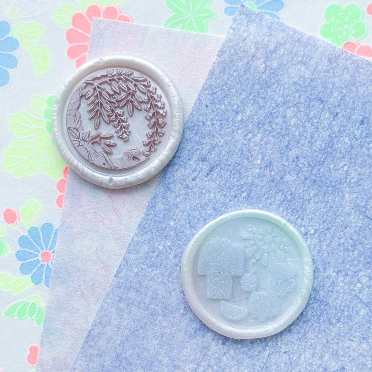 foorownew's tweet photo. 【文具女子博inトーキョー】
女子博トーキョーにて先行販売されるスタンプで捺してみました！！

・枯木藤の丸× シャンパンパープル × ガーデニア
・日本の夏× トーキョー限定ミックス

女子博会場にて販売中！会場にてお待ちしております🥰 https://t.co/fh0apHbi7m