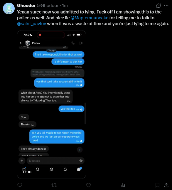 St_Pavlov's tweet photo. Once again, not a lie. I already posted the screenshots myself.
I don't know where in the world Maple said that you should talk to me but, again, we are our own people. Not one person controls the other.
I had no interest in helping you and told you so. It's your own fault. https://t.co/3lQQqSQZdf
