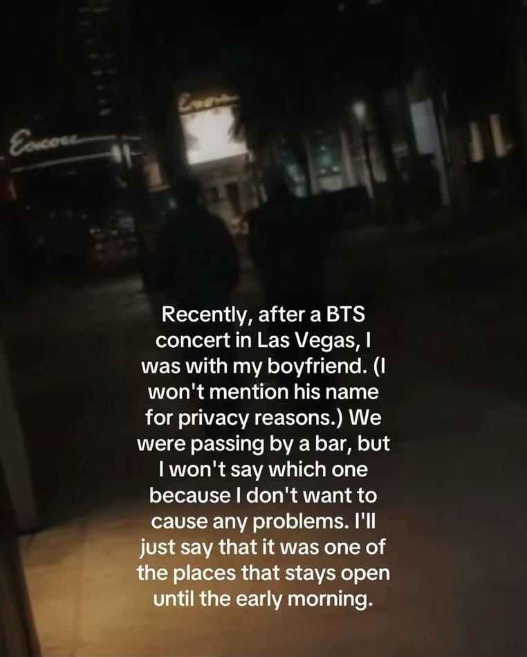 vhyungiekim's tweet photo. Una Army y su novio vieron al taekook cerca a un bar en Las Vegas 😭

💜: ...los noté tomados de la mano varias veces de forma natural... Jungkook rodeó con un brazo la cintura de Tae y le susurró algo mientras Tae reía... Jungkook parece ser muy cariñoso con Taehyung

#taekook https://t.co/uT67PmrB6O