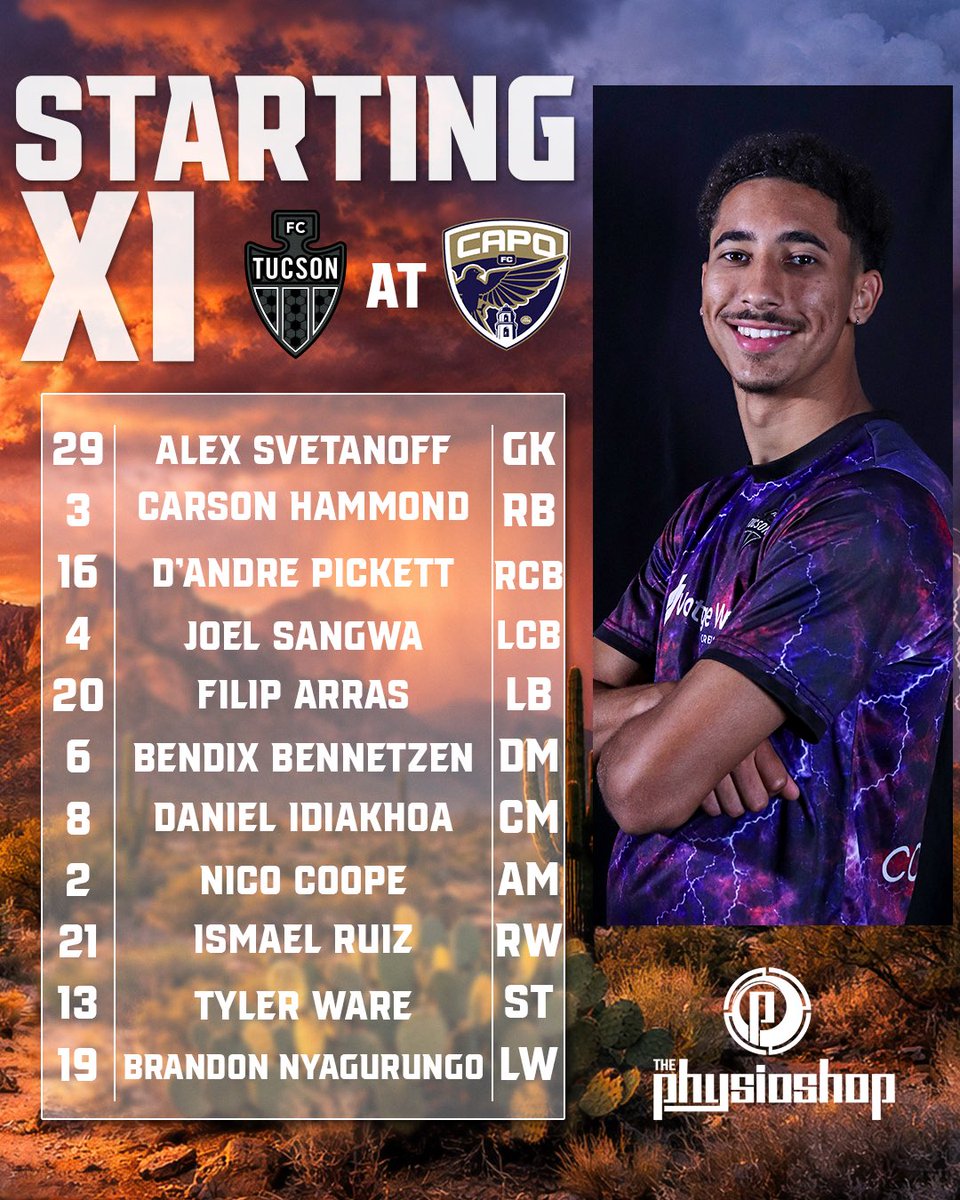FCTucson's tweet photo. Our starting XI vs the 🕊️

Stream now on Sports Engine Play

#ItStartsinTucson https://t.co/nrG9Z0Sxex