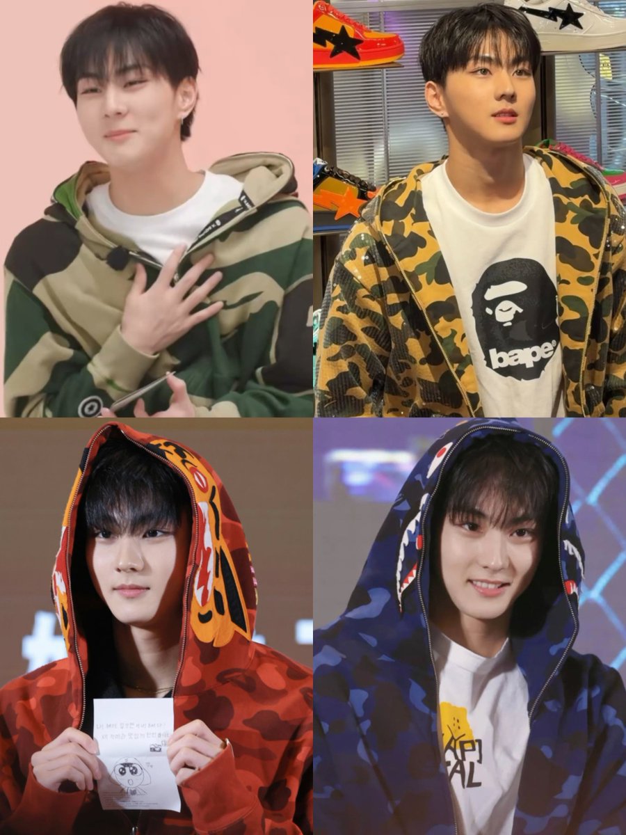 woncattos's tweet photo. JUNGWON IN DIFFERENT BAPE FITS 🙂‍↕️🙂‍↕️ 

💚                                                    💛
🧡                                                    💙 https://t.co/K7zVmNyhre