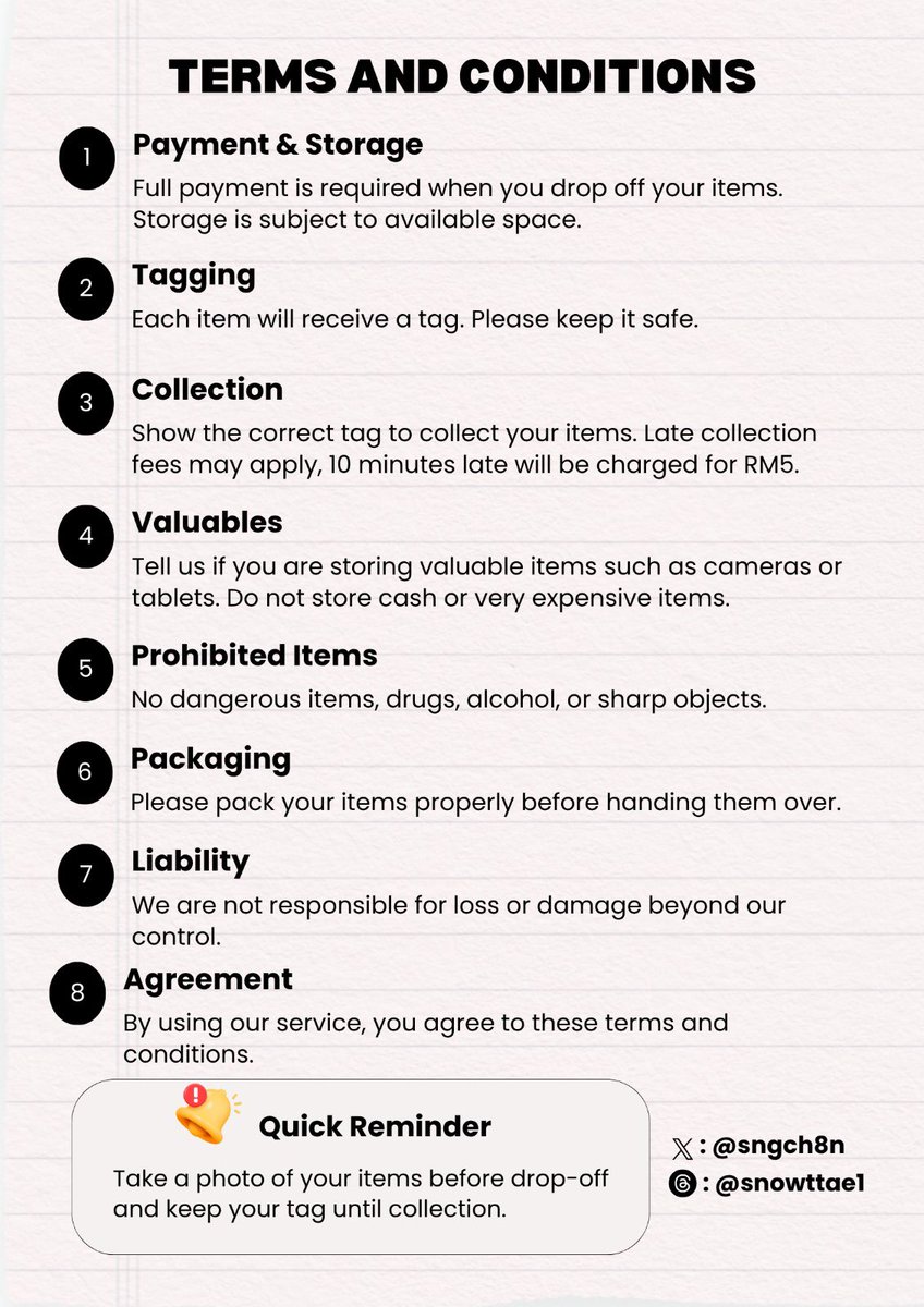 sngch8n's tweet photo. sngch8n &amp; nATE's item keeping service 🇲🇾#EXOinKL

— rate: rm3-15 (depends on the size)
— fill in the form below to reserve a slot

https://t.co/zH4E2gPu6B https://t.co/YeS31ZzwVA