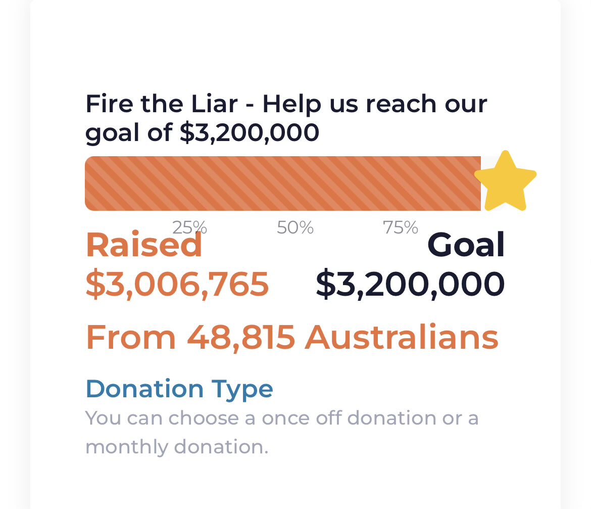 QBCCIntegrity's tweet photo. Update: After 57 minutes, One Nation has blocked the attack and successfully installed additional Cloudfare protection, the website has returned, the donations now passed $3m https://t.co/vC3SmXaawb