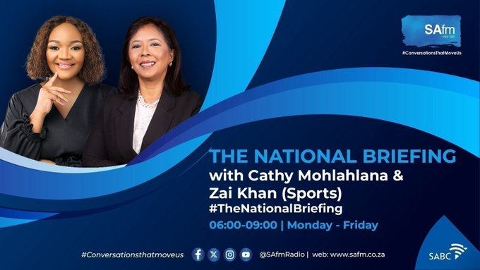 SAfmRadio's tweet photo. [ON AIR] Sports update with @ZaiZkhan1 on #TheNationalBriefing #sabcnews https://t.co/tIqbCbpaAY