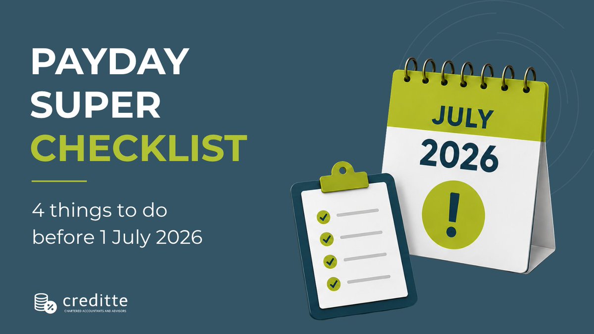 creditte_au's tweet photo. Payday super is less than three weeks away. Most business owners are not ready. Here are four things to check before 1 July 2026. #creditte https://t.co/vktPACluiK