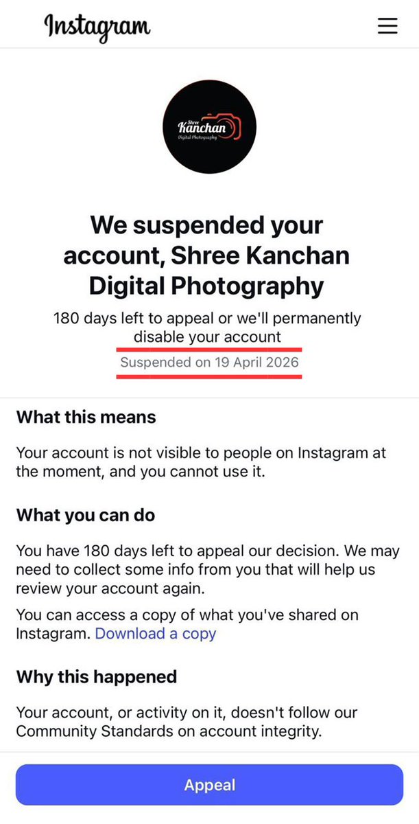 manojtejani521's tweet photo. @Instagram @Meta #AccountDisabled #accountRecovery #helpinstagram 
my account @tejanimanoj got disabled on April 19,2026 please guide me to recover my Instagram account or recover my Instagram account https://t.co/fSJTeNFFDj