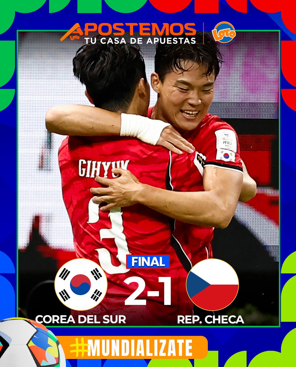 DiarioDiezHn's tweet photo. Corea del Sur se queda con los tres puntos.➕3️⃣
#CoreaSur🇰🇷2️⃣-1️⃣🇨🇿#RepCheca
🇨🇿L. Krejci 59’
🇰🇷Hwang In-Beom 67’
🇰🇷Oh Hyeon-Gyu 80’
🔥 ¿Ya estás listo para vivir la pasión mundialista? De la mano de Apostemos, tu casa de apuestas. @ApostemosHND
♦️Resumen: https://t.co/YP72LSHwjx
