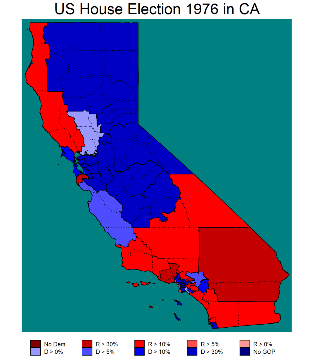 JustElexMaps's tweet photo. House election 1976 in California. https://t.co/SIQ9EsZiYS