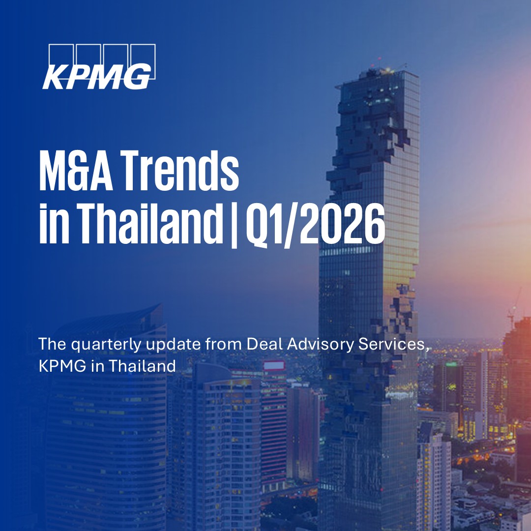 KPMG_TH's tweet photo. Thailand M&amp;A activity remained stable in Q1 2026, with total deal value reaching USD 7.9B, supported by a small number of large strategic transactions.

Discover the key trends shaping investment  decisions.

Download the full report: https://t.co/gouYBw0tbC

#KPMGinThailand https://t.co/LPoEFIBsz9
