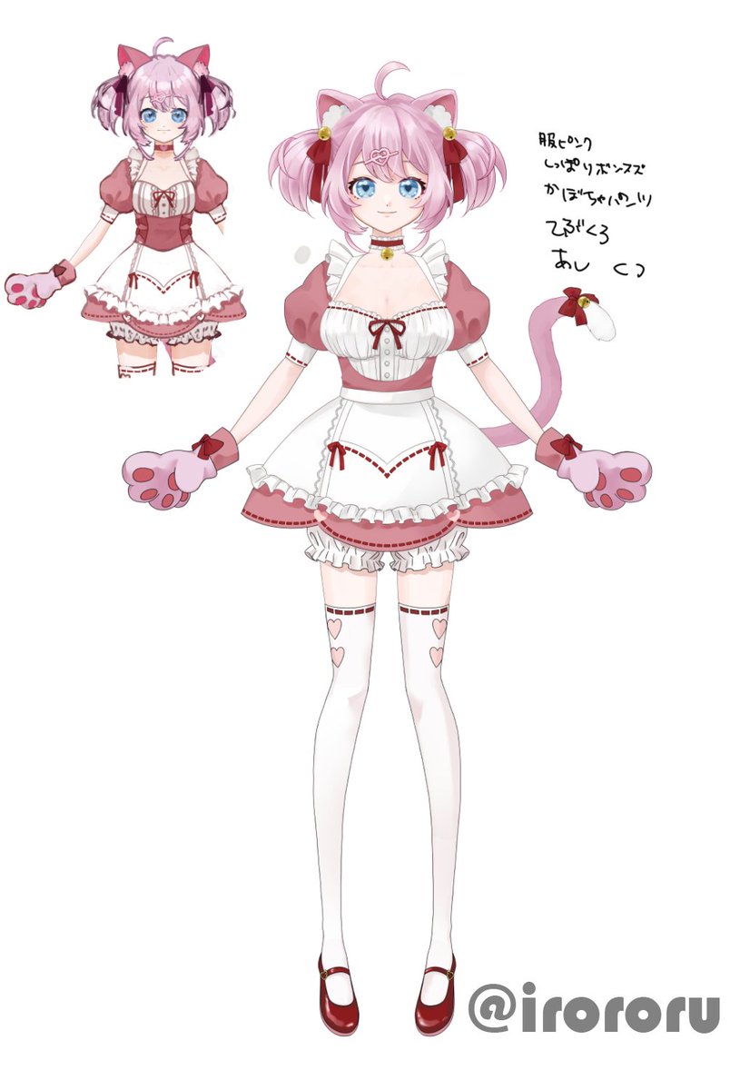 irororu's tweet photo. 先週に引き続き、キャラクター制作過程㊸です。

リボンに影を入れました🎀
手首のリボンも描き加えました🎀 https://t.co/ynRKtCj3iK