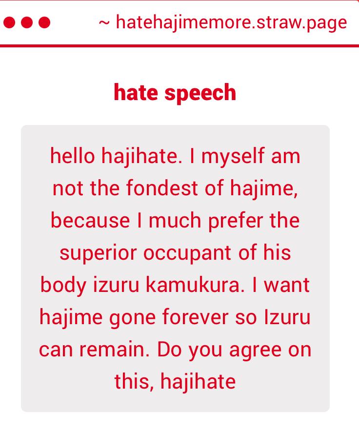 hatehajimeNOW's tweet photo. anything but hajime so... yes? https://t.co/mTgUVsjpOF
