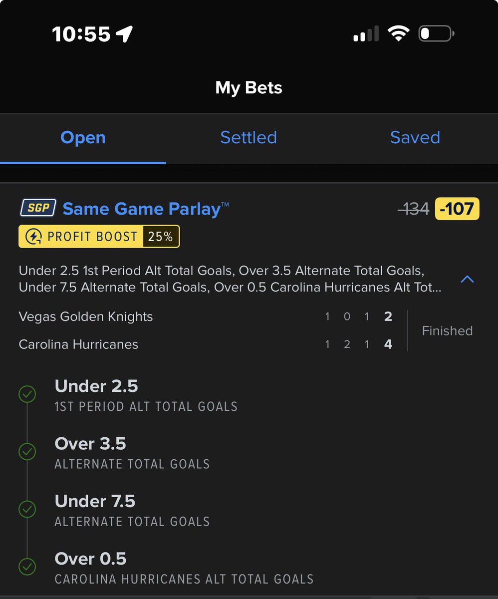 migzwpicks's tweet photo. @kingcapsports_ Yessir put under 7.5 after vgk scored in the 1st period  🙌🏻 https://t.co/atkZVnanJY