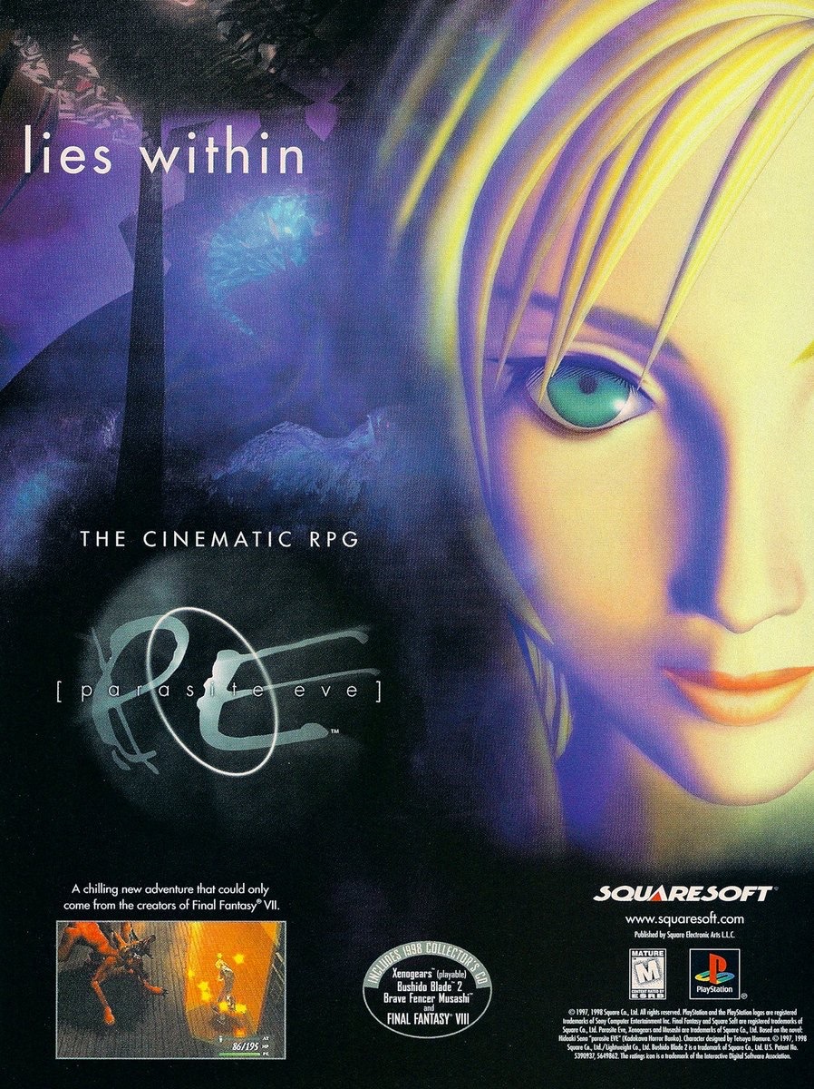 GenyaTheHag's tweet photo. parasite eve playstation ads (1998) https://t.co/6gdsTogtxK