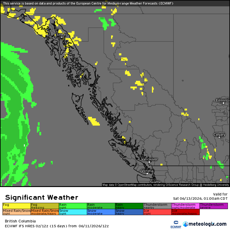 Zach_wx's tweet photo. #BCStorm #BCwx #BCStormWatch
That won't last long, however, as patchy-widespread rain/convection, w/ the risk of isolated-scattered t-storms, will then get underway in the Interior around late tmrw morning. Rain/convection will begin to slowly diminish around mid or late aft as the BC-side shortwave fully moves out of the region, with only a few areas of isolated rain/convection expected to remain by late eve, mainly-entirely in the Koots, which'll remain the case through the rest of tmrw night. The t-storm threat itself will come to a close late eve or early overnight tonight.