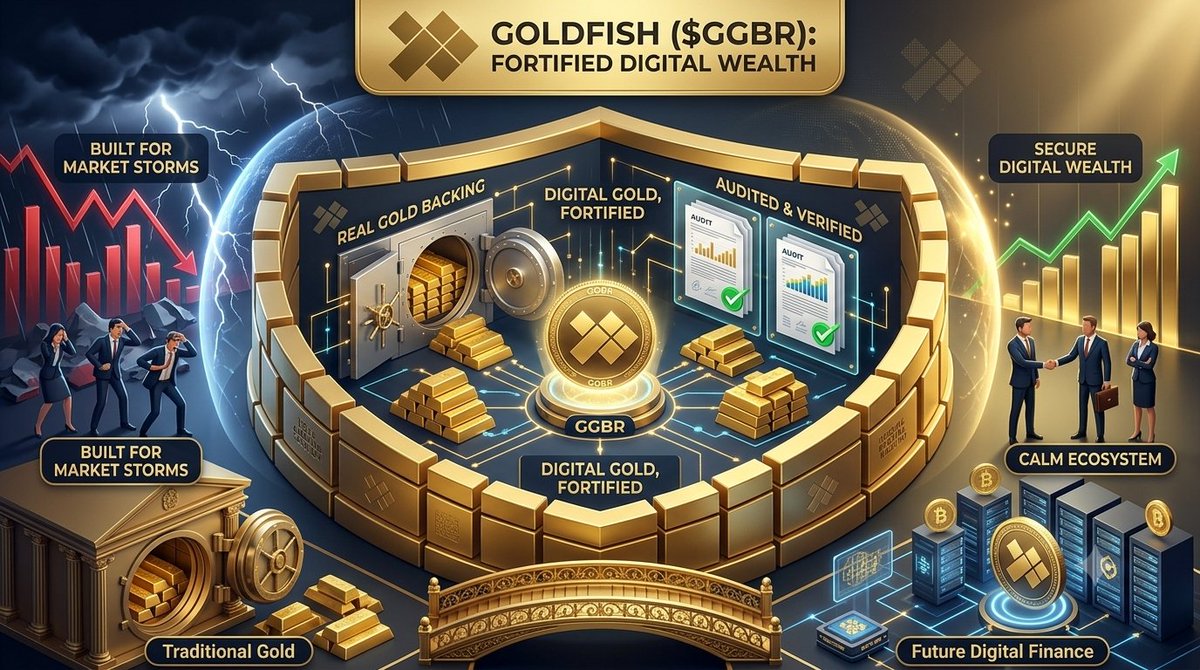 ImMeelky's tweet photo. The Marketing Narrative: Accessible & Retail Ready
Here is the narrative translated into a highly accessible, consumer friendly marketing pitch. This version strips away the decentralized finance (DeFi) jargon and focuses entirely on the emotional drivers for a non-technical audience: safety, peace of mind, and the enduring value of gold.
Headline: Digital Gold, Fortified: Why @goldfishggbr Offers 15x the Peace of Mind
When it comes to your wealth, security is not just a feature it is everything.
In a recent broadcast, Peter Mikhailenok, founder of Goldfish  $GGBR shared a major milestone for the future of digital assets. Thanks to the rising price of physical gold, the Goldfish ecosystem is now backed by a staggering 15-to-1 safety net.
What does that mean for you?
Unmatched Protection: For every dollar of value, there is an massive cushion of real world assets standing behind it. It is like having a fortress guarding your digital portfolio.
Built for Market Storms: While the broader crypto market faces wild ups and downs, this 15x asset cushion ensures Goldfish remains resilient, stable, and secure.
Audited & Verified: Paired with top-tier security firms watching over the system, Goldfish is prioritizing total transparency.
We are not just putting gold on the blockchain. We are building a bridge between the world’s oldest, most trusted store of value and the technology of tomorrow giving you the ultimate confidence to hold digital gold.
The Sparring Partner Critique: Testing the Marketing Strategy
The copy above will absolutely resonate with a non-technical audience looking for safety. However, as an intellectual sparring partner, I must challenge the strategic wisdom of leaning into this specific narrative.
Marketing a 15:1 backing as a "feature" to everyday investors is a double edged sword that could severely damage your brand credibility if scrutinized.