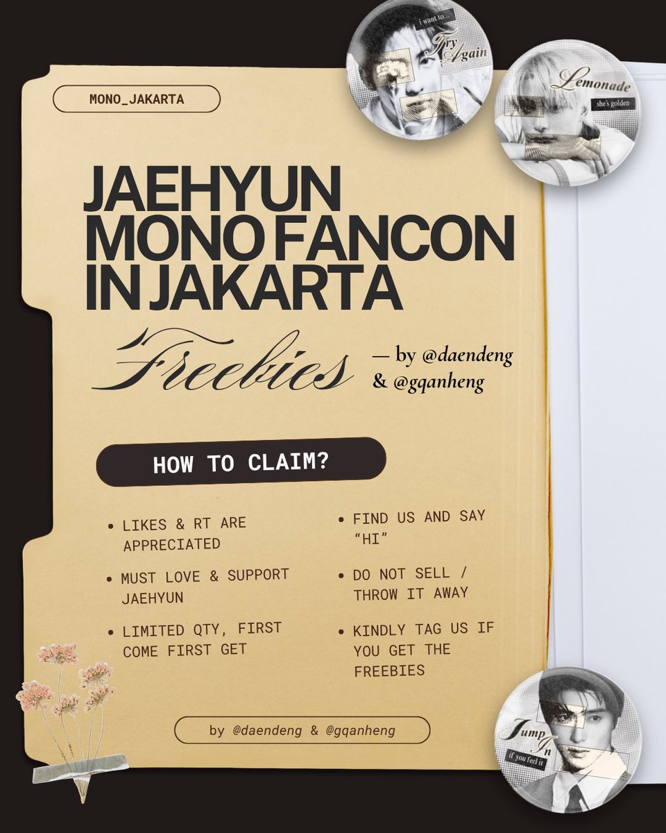 gqanheng's tweet photo. [rts &amp; likes are appreciated!]

JAEHYUN FANCON MONO IN JAKARTA FREEBIES by @daendeng &amp; @gqanheng

📆 Sat, 20 June 2026
📍 Tennis Indoor Senayan
time and location tba
more details on pic! :3

see you guys soon! 🫶
#JAEHYUN_MONO #JAEHYUN_MONO_JAKARTA https://t.co/SXJIJoAxn4