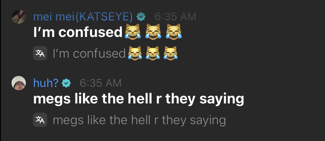 yunjinrs's tweet photo. megan just joined the listening party when le sserafim &amp; illit were talking in korean to each other.. yunjin’s comment  😭 https://t.co/pBK9SaDhaf