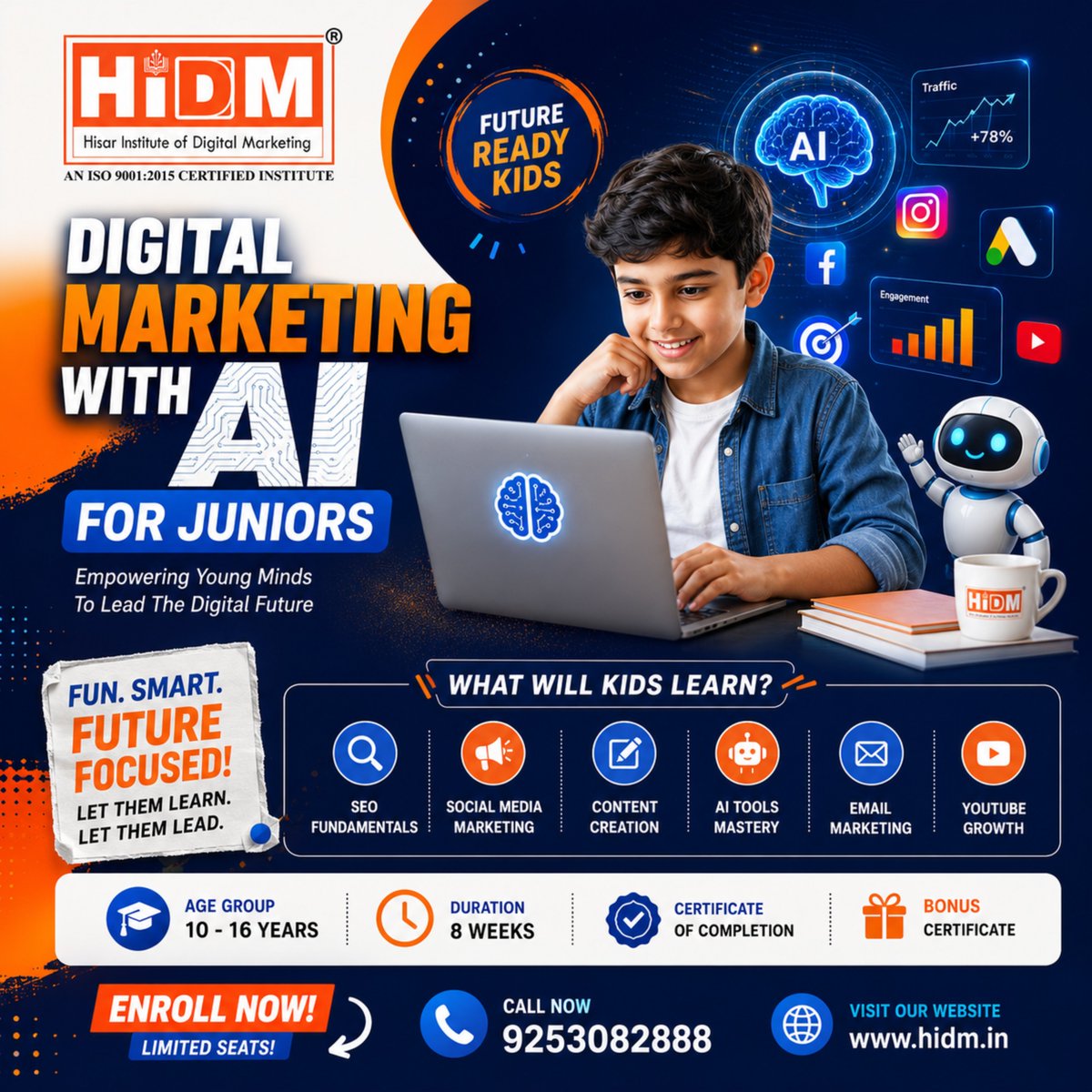 hidmhisar's tweet photo. Empowering Young Minds to Lead the Digital Future!
Why wait until college to learn future-ready skills?
Enrol your child in our Digital Marketing with AI course and help them explore:
Limited Seats Available! Call: 9253082888
#KidsWithAI #DigitalMarketingCourse #FutureReadyKids https://t.co/J1BTi7IZRb