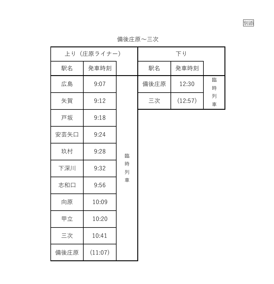 sankoho_1516's tweet photo. 7月以降も土休日に庄原ライナー（備後庄原行き）を運行！

2026年度（夏季）芸備線　快速「庄原ライナー」の運転について：JR西日本 https://t.co/5wFcXJQbZt https://t.co/QqxKYVub9Q